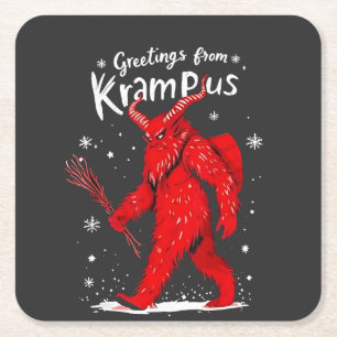 Groeten uit Krampus Kerstmis Kartonnen Onderzetters