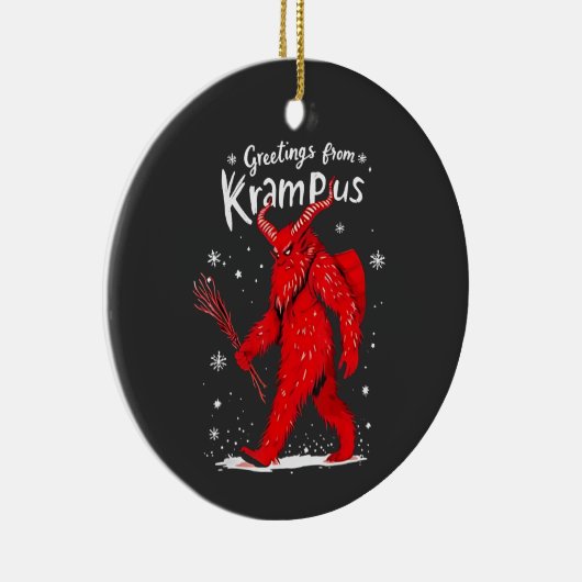 Groeten uit Krampus Kerstmis Keramisch Ornament (Rechts)
