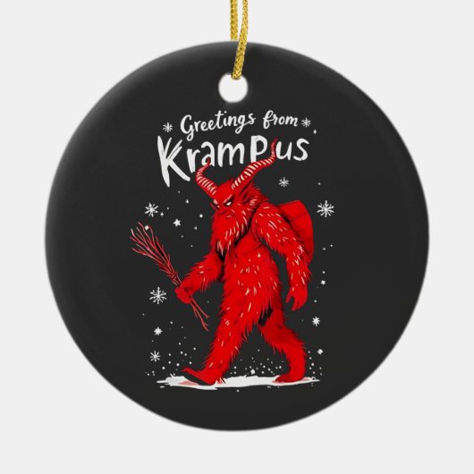 Groeten uit Krampus Kerstmis Keramisch Ornament (Voorkant)