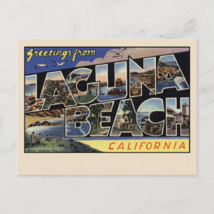 Groeten uit Laguna Beach, Californische Vintage Briefkaart