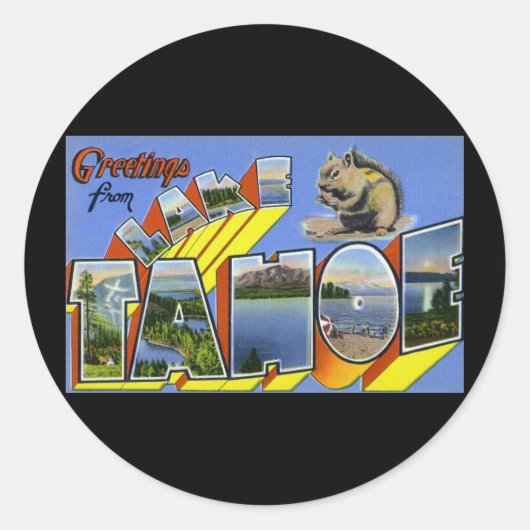 Groeten uit Lake Tahoe Ronde Sticker (Voorkant)
