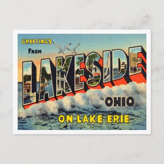 Groeten uit Lakeside, Ohio Vintage Travel Briefkaart (Voorkant)