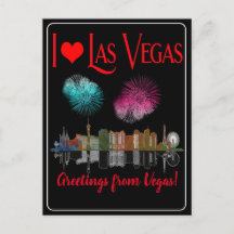 Groeten uit Las Vegas bij Night Skyline Firework