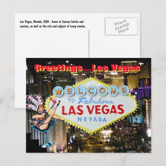 Groeten uit Las Vegas Briefkaart (Voorkant / Achterkant)