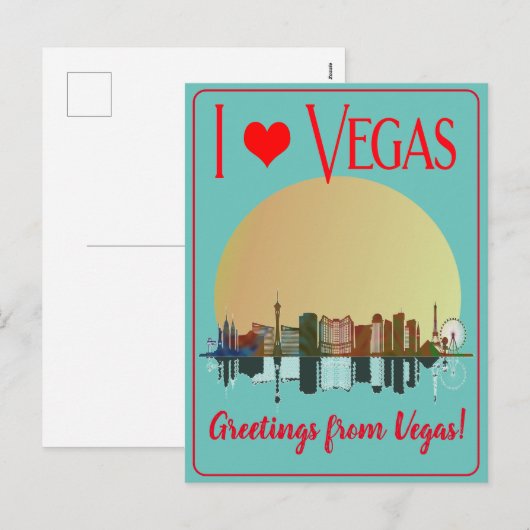 Groeten uit Las Vegas Skyline Sunrise Souvenir Feestdagenkaart (Voorkant / Achterkant)