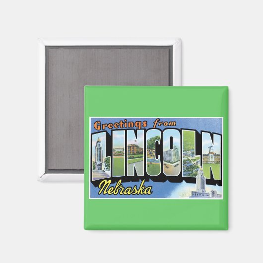 Groeten uit Lincoln, Nebraska! Magneet (Voorkant / Achterkant)