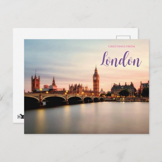 Groeten uit Londen Engeland Briefkaart Big Ben (Voorkant / Achterkant)