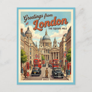 Groeten uit Londen The Square Mile Retro jaren 50 Briefkaart