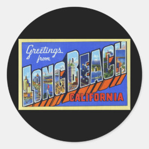 Groeten uit Long Beach California Ronde Sticker