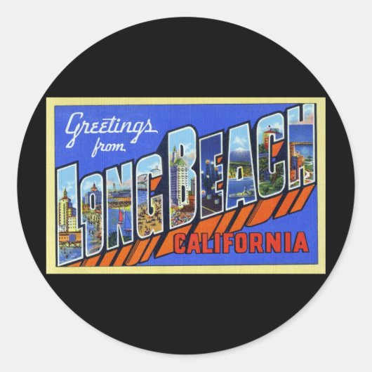 Groeten uit Long Beach California Ronde Sticker (Voorkant)