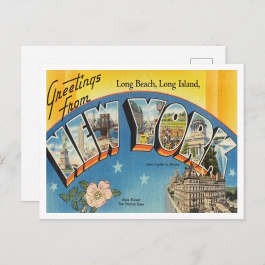 Groeten uit Long Beach, Long Island, New York Briefkaart (Voorkant / Achterkant)