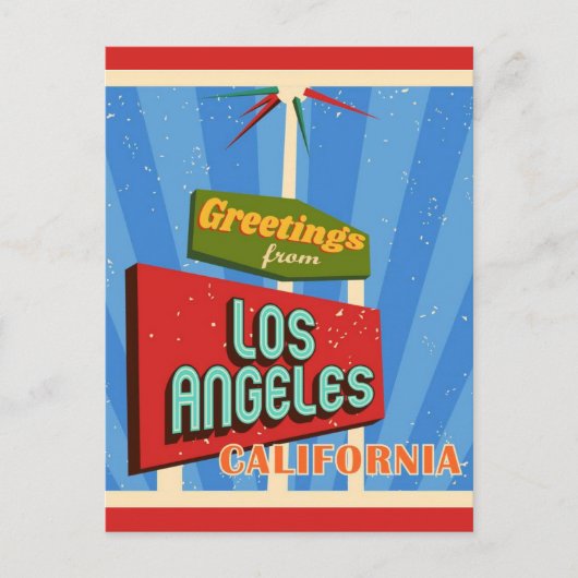 Groeten uit Los Angeles California Retro Briefkaart (Voorkant)