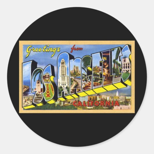 Groeten uit Los Angeles California Ronde Sticker (Voorkant)