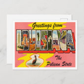 Groeten uit Louisiana, de Pelican State Travel Briefkaart (Voorkant / Achterkant)
