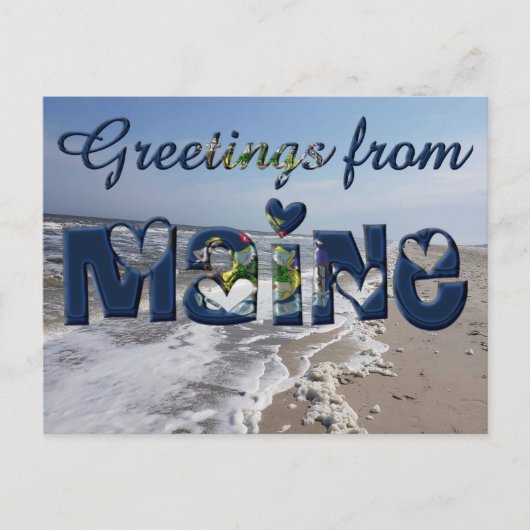 Groeten uit Maine State Flag Hearts USA Briefkaart (Voorkant)