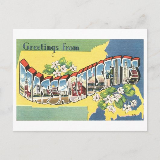  groeten uit Massachusetts Briefkaart (Voorkant)
