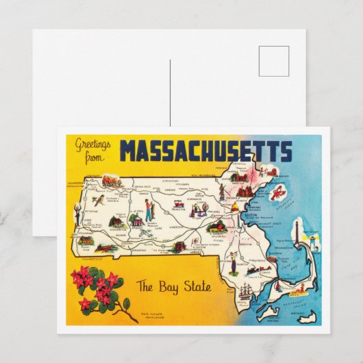 Groeten uit Massachusetts, The Bay State Travel Briefkaart (Voorkant / Achterkant)