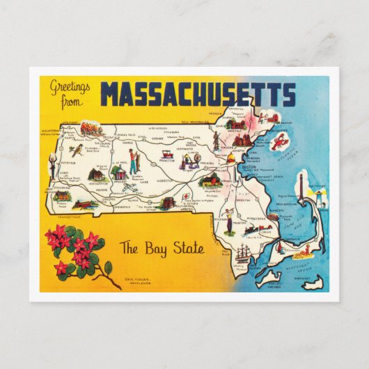 Groeten uit Massachusetts, The Bay State Travel Briefkaart (Voorkant)