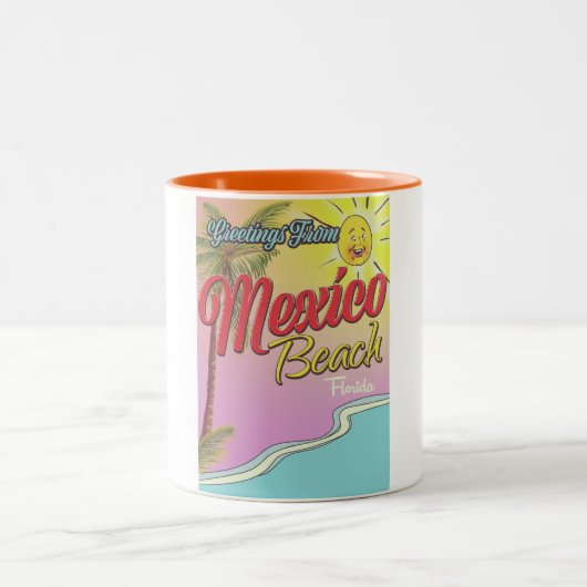 Groeten uit Mexico Beach Florida Tweekleurige Koffiemok (Center)