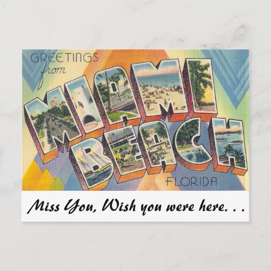 Groeten uit Miami Beach Briefkaart (Voorkant)