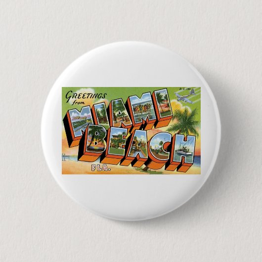 Groeten uit Miami Beach, Fl Ronde Button 5,7 Cm (Voorkant)