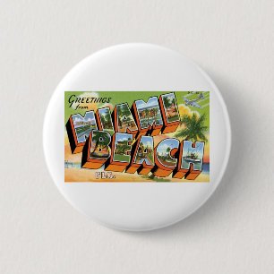 Groeten uit Miami Beach, Fl Ronde Button 5,7 Cm