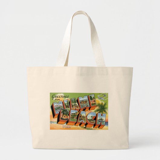 Groeten uit Miami Beach, Florida! Grote Tote Bag (Voorkant)