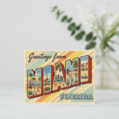 Groeten uit Miami, Vintage van Florida Briefkaart (Staand voorkant)