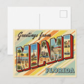 Groeten uit Miami, Vintage van Florida Briefkaart (Voorkant / Achterkant)