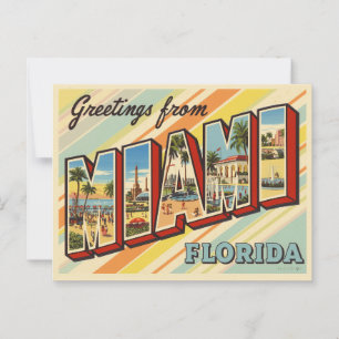 Groeten uit Miami, Vintage van Florida Briefkaart