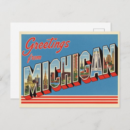  "Groeten uit Michigan" Briefkaart (Voorkant / Achterkant)