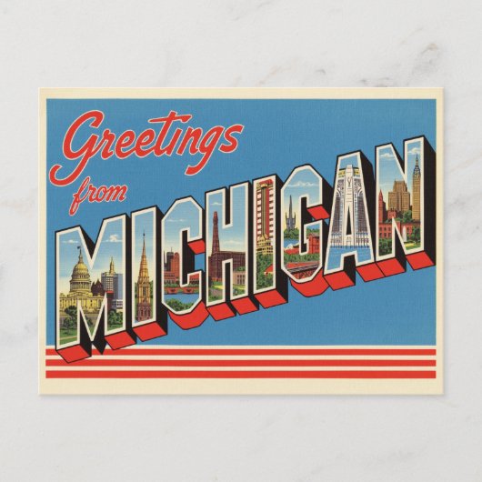  "Groeten uit Michigan" Briefkaart (Voorkant)