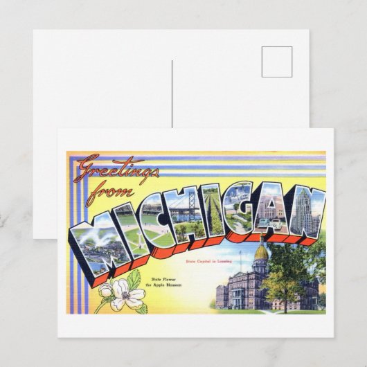  groeten uit Michigan Briefkaart (Voorkant / Achterkant)