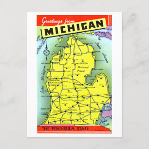  Groeten uit Michigan Kaart Briefkaart