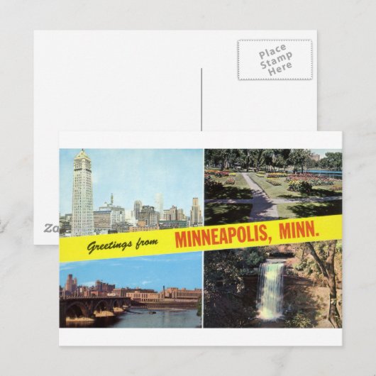 Groeten uit Minneapolis 1950 Briefkaart (Voorkant / Achterkant)