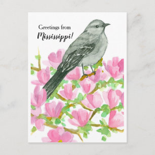 Groeten uit Mississippi Mockingbird Magnolia Briefkaart
