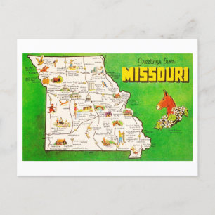 Groeten uit Missouri Vintage Kaart