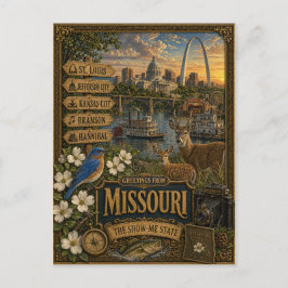 Groeten uit Missouri | Vintage Retro Kunst Briefkaart