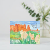 Groeten uit Moab Utah Red Rock Desert Flowers Briefkaart (Staand voorkant)