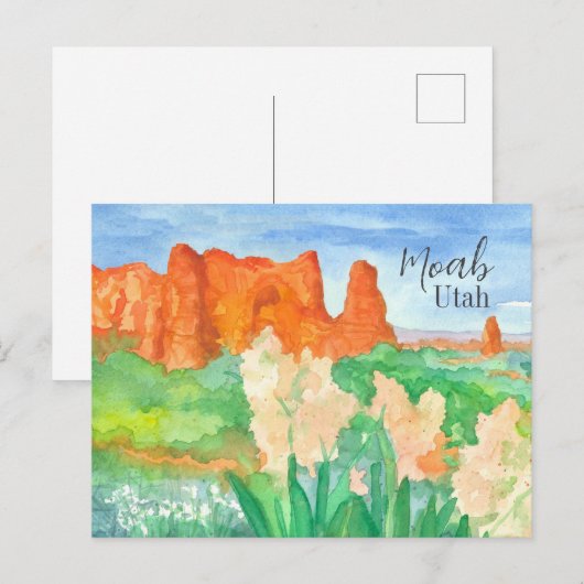 Groeten uit Moab Utah Red Rock Desert Flowers Briefkaart (Voorkant / Achterkant)