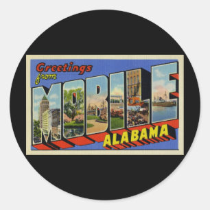 Groeten uit Mobile Alabama Ronde Sticker