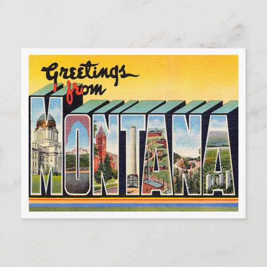 Groeten uit Montana Vintage Travel Briefkaart (Voorkant)