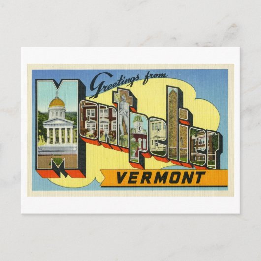  groeten uit Montpelier, Vermont Briefkaart (Voorkant)