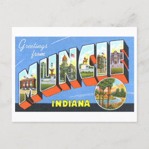 groeten uit Muncie, Indiana Briefkaart