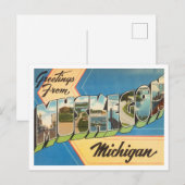 Groeten uit Muskegon, Michigan Vintage Travel Briefkaart (Voorkant / Achterkant)