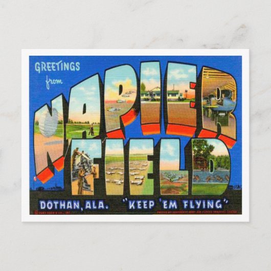 Groeten uit Napierfield, Dothan, Alabama Travel Briefkaart (Voorkant)