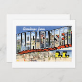 Groeten uit Narragansett, Rhode Island. Retro Briefkaart (Voorkant / Achterkant)