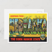 Groeten uit Nebraska, deelstaat Corn Nusker Briefkaart (Voorkant / Achterkant)