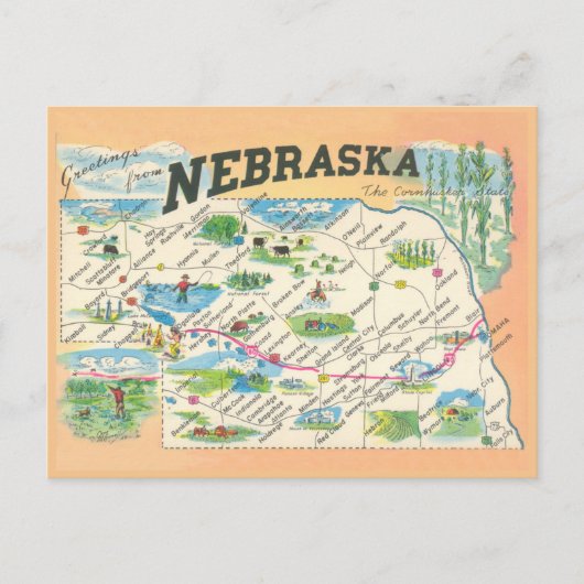 Groeten uit Nebraska kaart (Voorkant)