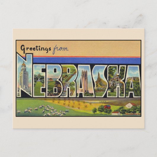 Groeten uit Nebraska Large Letter Briefkaart (Voorkant)